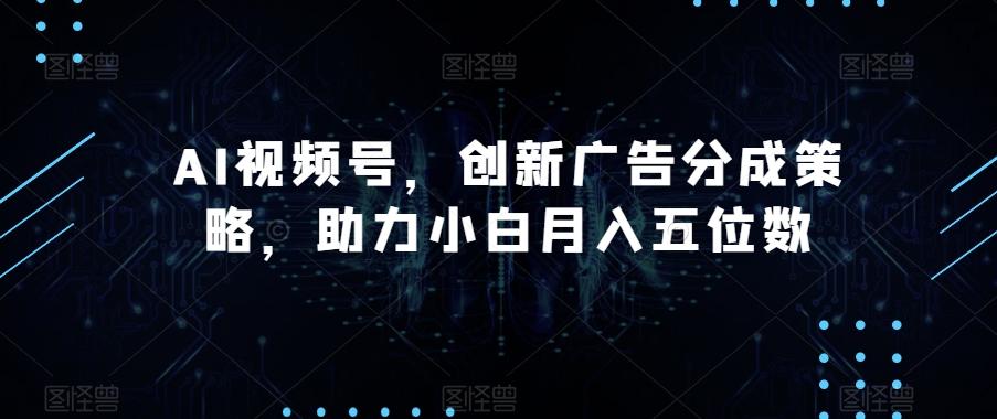 AI视频号，创新广告分成策略，助力小白月入五位数【揭秘】-雲鼎文化传媒