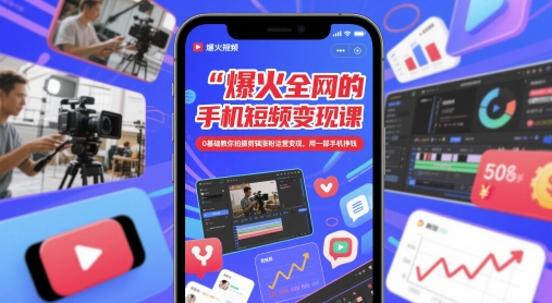 爆火全网的手机短视频变现课，0基础教你拍摄剪辑涨粉运营变现，用一部手机挣钱-雲鼎文化传媒