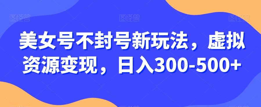 美女号不封号新玩法，虚拟资源变现，日入300-500+-雲鼎文化传媒