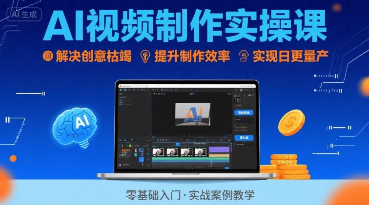 Ai视频制作实操课，解决创意枯竭、效率低下痛点，实现日更量产可持续变现-雲鼎文化传媒