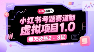 小红书考题赛道虚拟项目1.0，项目操作简单，每天收益2-3张-雲鼎文化传媒
