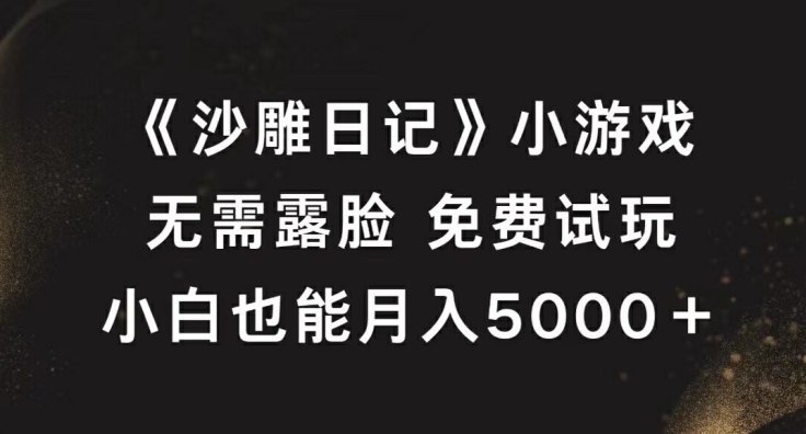 《沙雕日记》小游戏，无需露脸免费试玩，小白也能月入5000+【揭秘】-雲鼎文化传媒