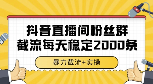 抖音直播间粉丝群暴力截流，一台电脑每天稳定2000条数据，暴力截流+实操 【揭秘】-雲鼎文化传媒