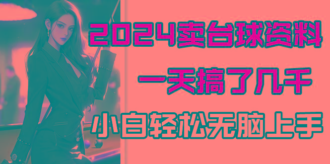 2024卖台球资料，一天搞了几千，小白轻松无脑上手-雲鼎文化传媒