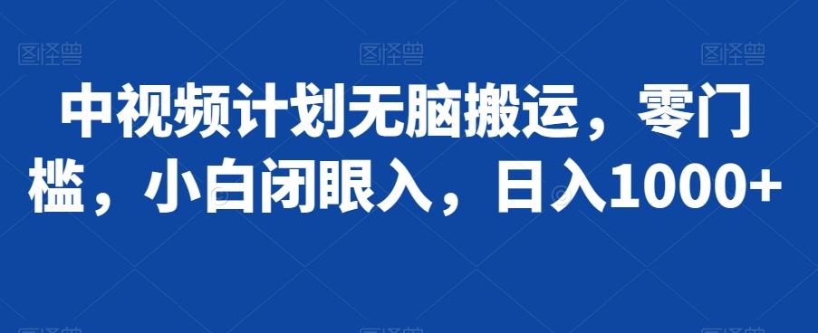 中视频计划无脑搬运，零门槛，小白闭眼入，日入1000+-雲鼎文化传媒