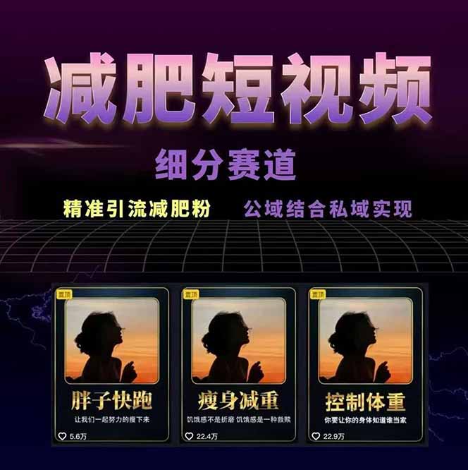 图片[1]-减肥短视频赛道运营课：素材准备-视频制作-引流变现全流程 (附素材-雲鼎文化传媒