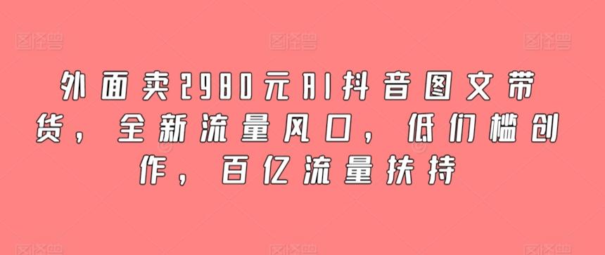 外面卖2980元AI抖音图文带货，全新流量风口，低们槛创作，百亿流量扶持-雲鼎文化传媒