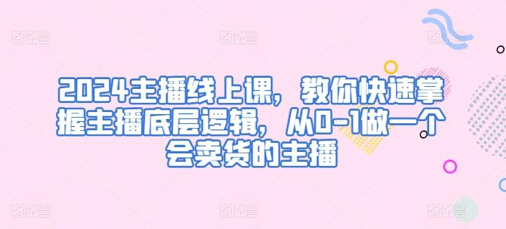 2024主播线上课，教你快速掌握主播底层逻辑，从0-1做一个会卖货的主播-雲鼎文化传媒