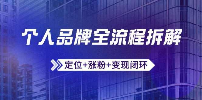 个人品牌全流程拆解：定位+涨粉+变现闭环，微信生态运营与资源整合-雲鼎文化传媒
