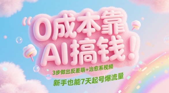 0成本靠AI搞钱！3步做出反差萌+治愈系视频，新手也能7天起号爆流量-雲鼎文化传媒