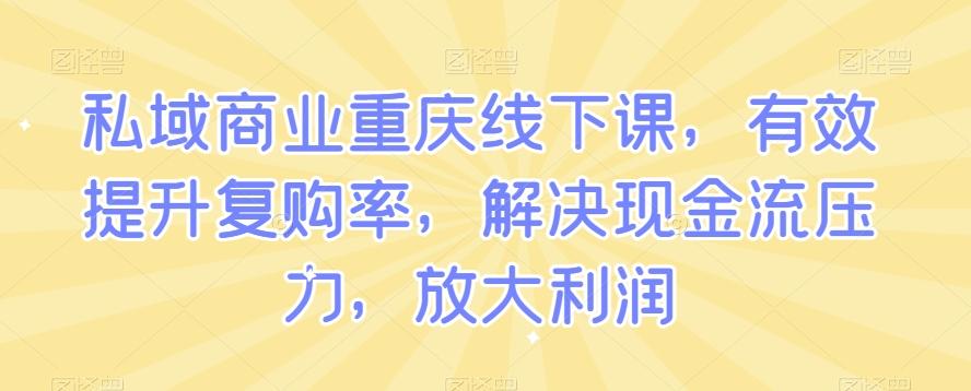 私域商业重庆线下课，有效提升复购率，解决现金流压力，放大利润-雲鼎文化传媒
