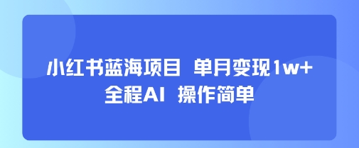 小红书蓝海项目 单月变现1w+ 全程AI 操作简单-雲鼎文化传媒