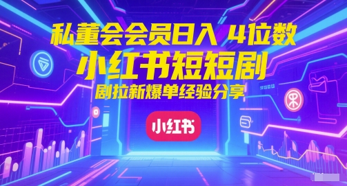 私董会会员日入4位数小红书红果短剧拉新爆单经验分享-雲鼎文化传媒