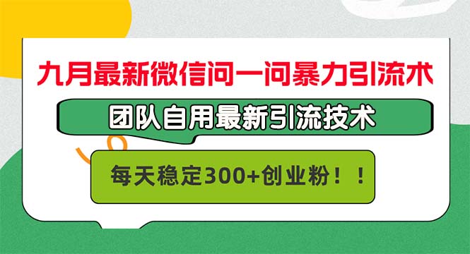 九月最新微信问一问暴力引流术，团队自用引流术，每天稳定300+创…-雲鼎文化传媒
