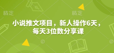 小说推文项目，新人操作6天，每天3位数分享课-雲鼎文化传媒