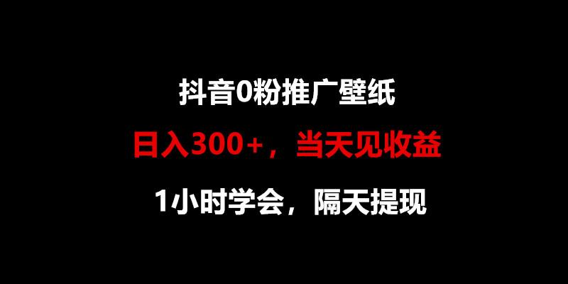 日入300+，抖音0粉推广壁纸，1小时学会，当天见收益，隔天提现-雲鼎文化传媒