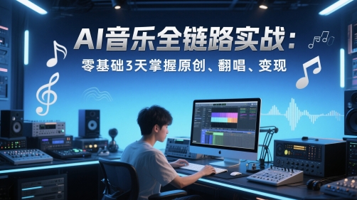 AI音乐全链路实战变现课：零基础3天掌握原创、翻唱、变现-雲鼎文化传媒