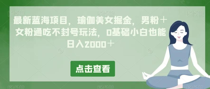 最新蓝海项目，瑜伽美女掘金，男粉＋女粉通吃不封号玩法，0基础小白也能日入2000＋-雲鼎文化传媒