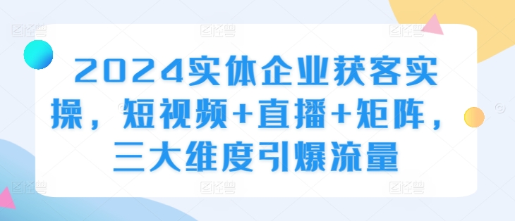 2024实体企业获客实操，短视频+直播+矩阵，三大维度引爆流量-雲鼎文化传媒