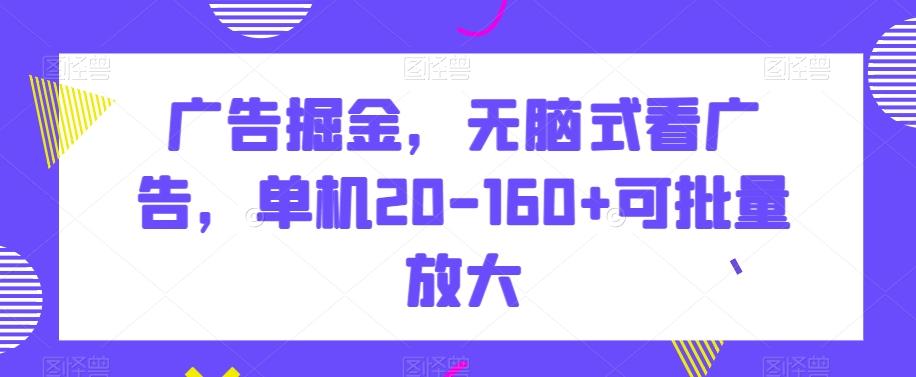 广告掘金，无脑式看广告，单机20-160+可批量放大【揭秘】-雲鼎文化传媒