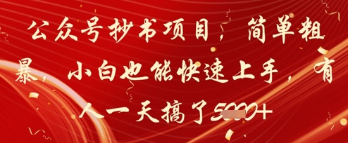 公众号抄书项目，简单粗暴，小白也能快速上手，有人一天搞了1k+-雲鼎文化传媒