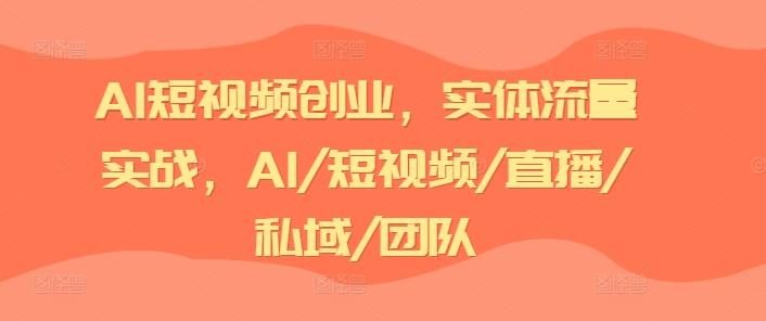 AI短视频创业，实体流量实战，AI/短视频/直播/私域/团队-雲鼎文化传媒