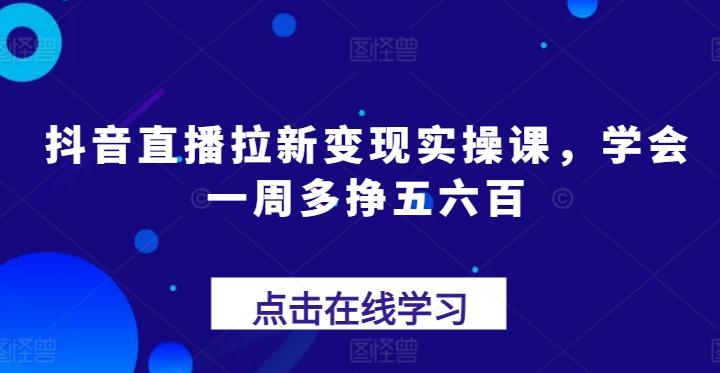 抖音直播拉新变现实操课，学会一周多挣五六百-雲鼎文化传媒