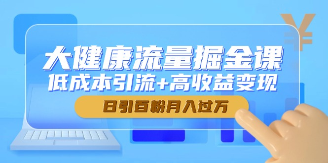 大健康流量掘金课，低成本引流+高收益变现，日引百粉月入过万-雲鼎文化传媒