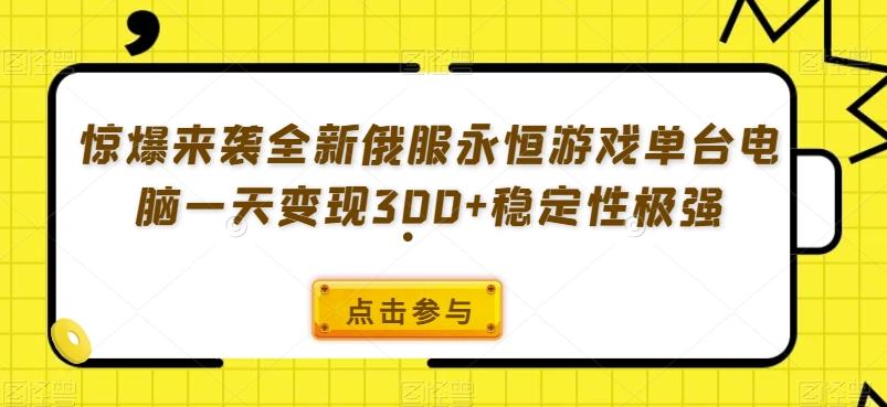 惊爆来袭全新俄服永恒游戏单台电脑一天变现300+稳定性极强-雲鼎文化传媒