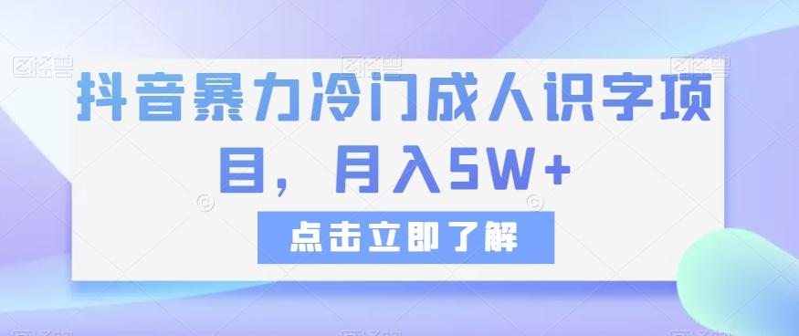 抖音暴力冷门成人识字项目，月入5W+【揭秘】-雲鼎文化传媒