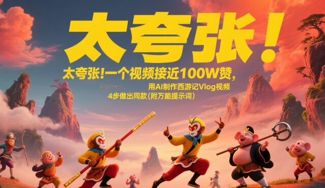 太夸张！一个视频接近100W赞，用AI制作西游记Vlog视频，全流程拆解来了(附万能提示词)-雲鼎文化传媒