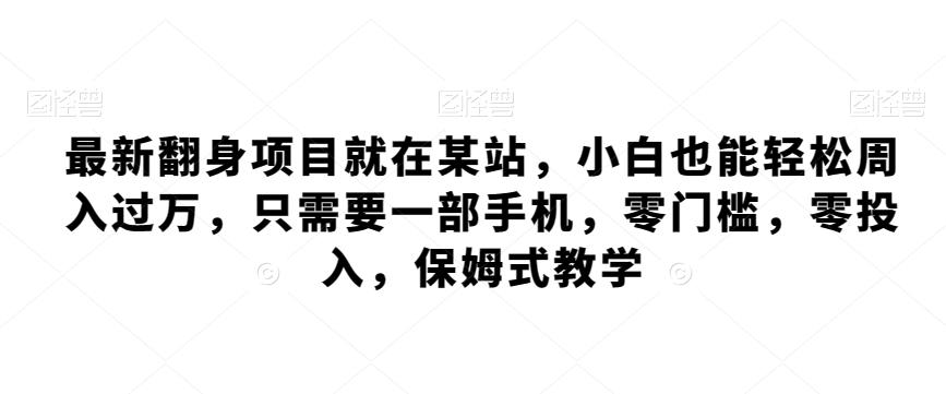 最新翻身项目就在某站，小白也能轻松周入过万，只需要一部手机，零门槛，零投入，保姆式教学-雲鼎文化传媒