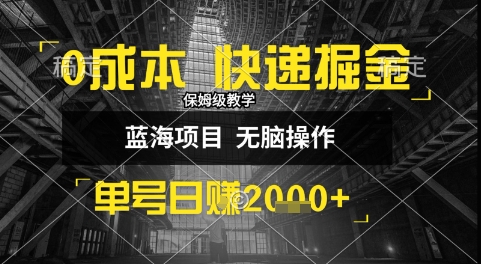 0成本快递掘金玩法，日入1k+，小白30分钟上手，收益嘎嘎猛【揭秘】-雲鼎文化传媒