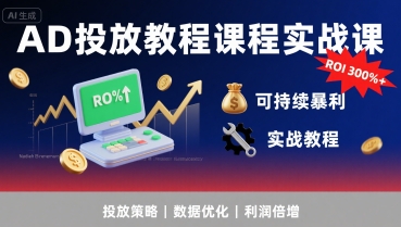 AD投放教程课程实战课，实现广告ROI300%+可持续暴利-雲鼎文化传媒