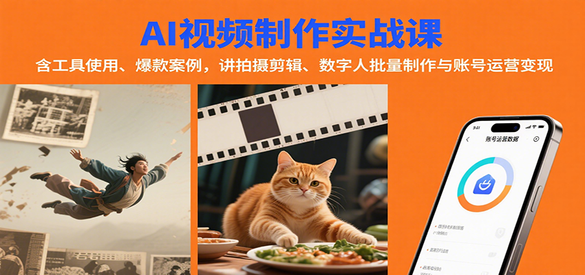 AI视频制作实战：含工具使用、爆款案例，讲拍摄剪辑、数字人批量制作与账号运营变现-雲鼎文化传媒