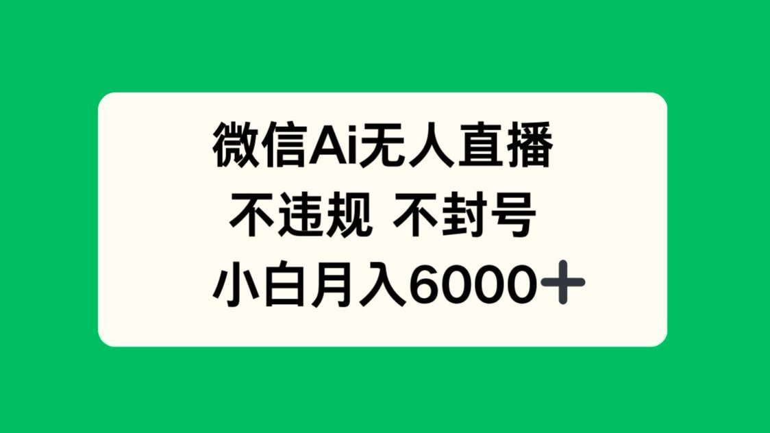 微信AI无人直播，不违规 不封号 ，小白月入6000+-雲鼎文化传媒