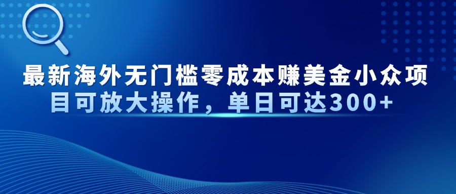 最新海外无门槛零成本赚美金小众项目可放大操作，单日可达300+-雲鼎文化传媒