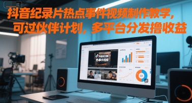 抖音纪录片热点事件视频制作教学，可过伙伴计划，多平台分发撸收益-雲鼎文化传媒