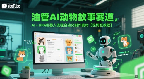 油管AI动物故事赛道，AI+RPA机器人流程自动化制作素材【保姆级教程】-雲鼎文化传媒