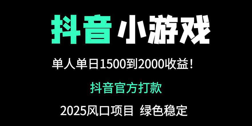 抖音官方小游戏2025全网最新玩法，暴利赚钱项目，单机日入2000+-雲鼎文化传媒