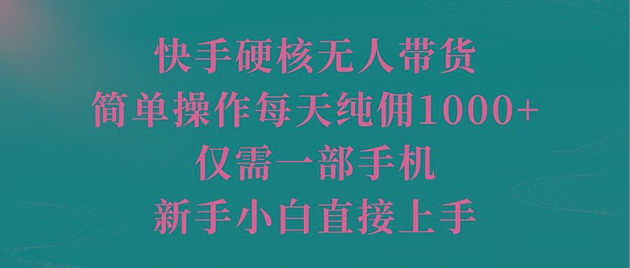 (9861期)快手硬核无人带货，简单操作每天纯佣1000+,仅需一部手机，新手小白直接上手-雲鼎文化传媒
