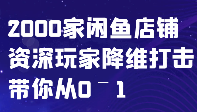 闲鱼已经饱和？纯扯淡！2000家闲鱼店铺资深玩家降维打击带你从0–1-雲鼎文化传媒