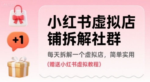 小红书虚拟店铺拆解社群，每天拆解一个虚拟店，简单实用(赠送小红书虚拟教程)-雲鼎文化传媒