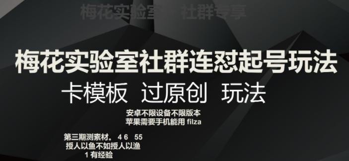 梅花实验室社群连怼起号玩法，卡模板过原创玩法【揭秘】-雲鼎文化传媒