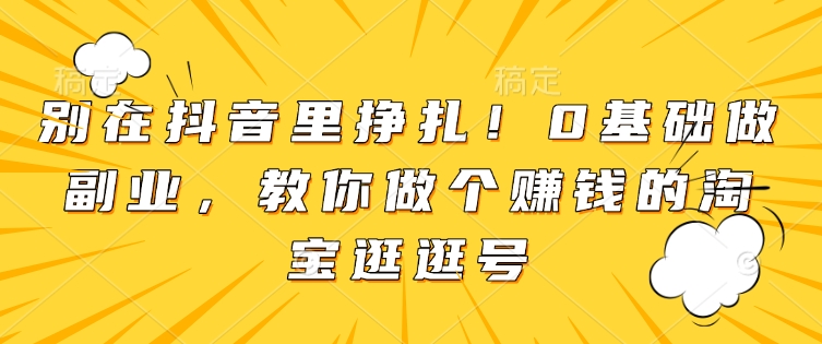 别在抖音里挣扎！0基础做副业，教你做个赚钱的淘宝逛逛号-雲鼎文化传媒