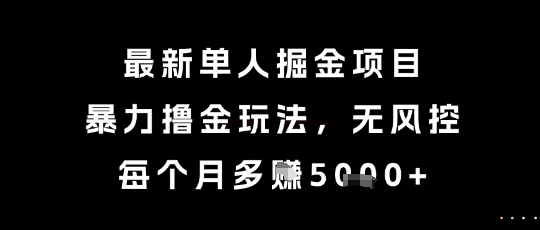 最新单人掘金项目，暴力撸金玩法，无风控，每个月多挣5k+【揭秘】-雲鼎文化传媒