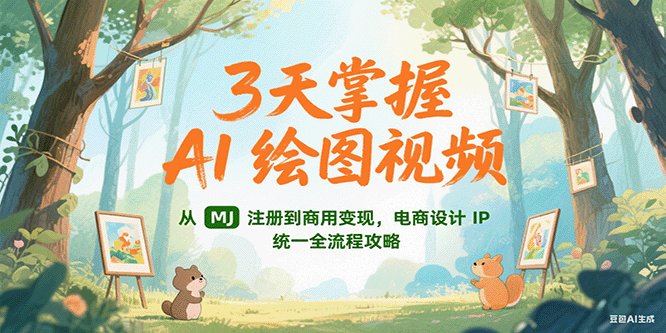 3天掌握AI绘图视频，从MJ 注册到商用变现，电商设计IP统一全流程攻略-雲鼎文化传媒