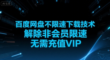 百度网盘不限速下载技术，解除非会员限速，无需充值VIP-雲鼎文化传媒