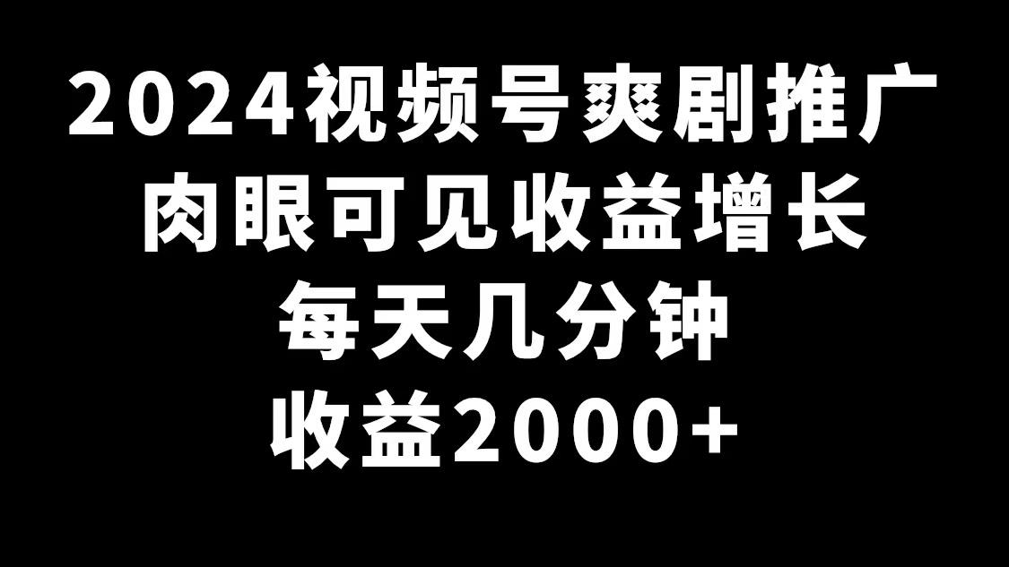 2024视频号爽剧推广，肉眼可见的收益增长，每天几分钟收益2000+-雲鼎文化传媒
