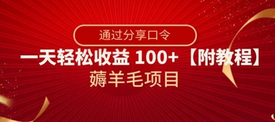 薅羊毛项目，靠分享口令，一天轻松收益100+【附教程】【揭秘】-雲鼎文化传媒